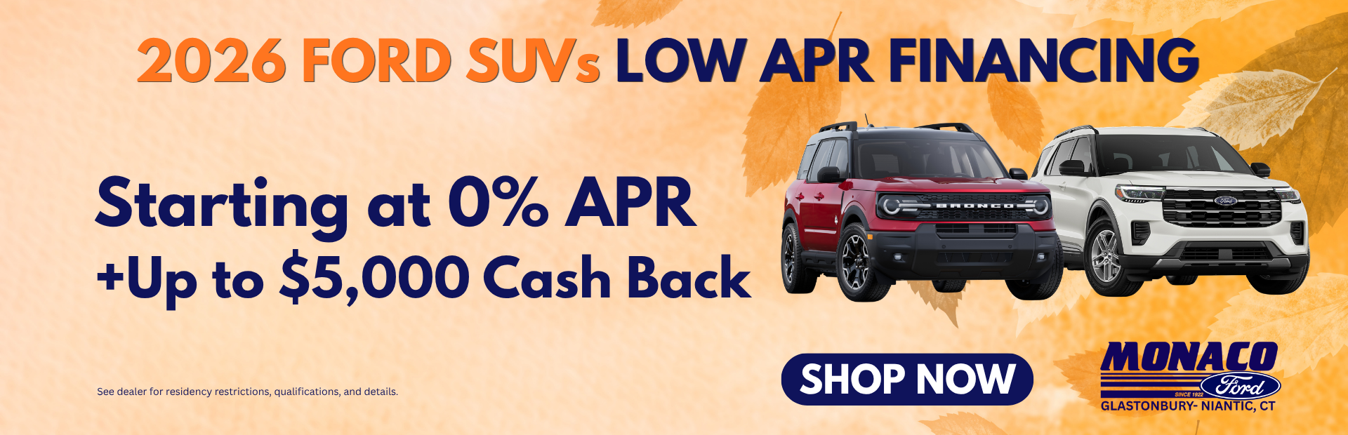 $5,000 Bonus Cash Back Ford SUV's at Monaco Ford of Niantic!