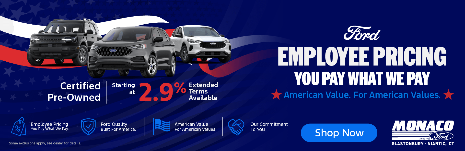 Certified Pre-Owned's at Monaco Ford of Niantic!